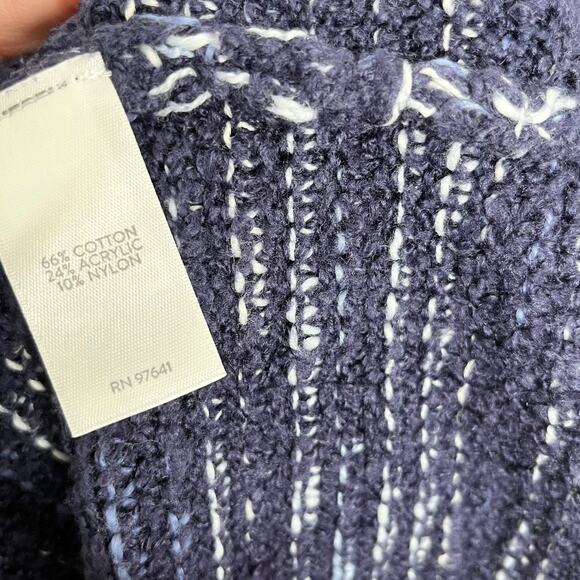 J. Jill Pure Jill Womens Pullover Knit Kimono Sweater XLP Navy Stiped 3/4 Sleeve - Picture 8 of 9